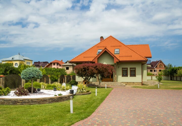 Single-Story Apartment With Orange Tile Roof at Assisted Living Facility
